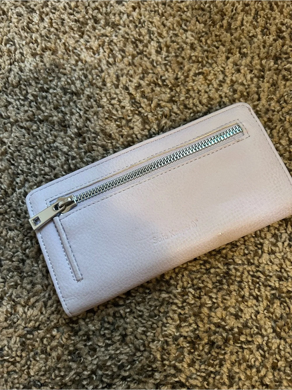 Women's Light Pink Faux Leather Wallet with Metal Trim